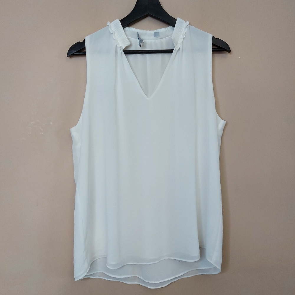 Naked Zebra v neck ruffle neckline detail size medium